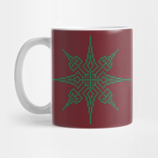 Pixel Green Holiday Snowflake Mug